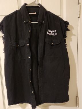 Vintage 2016 Sturgis SD Black Sleeveless Button-Up Vest/ Shirt Sz L